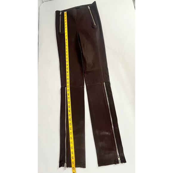 HELMUT LANG Womens Zip Lamb Leather Pants Wine Brown Size 2 (MSRP $1,095) NWT - Picture 16 of 16